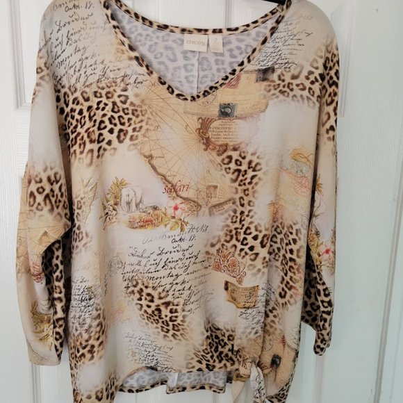 Chico's Tops - Chico's safari theme tunic 3/4‎ sleeves Size 2/L